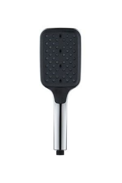 Aqua Rectangular High Pressure Handheld Shower with Ergonomic Handle Black and Chrome