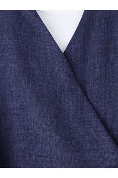 Modamorfo Linen Suit with Side Tie Skirt - Navy