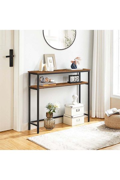 AGD Two-Tier Coffee Side Table, Simple Console Table for Sofa, Home, Entryway, and Living Room 100 × 30