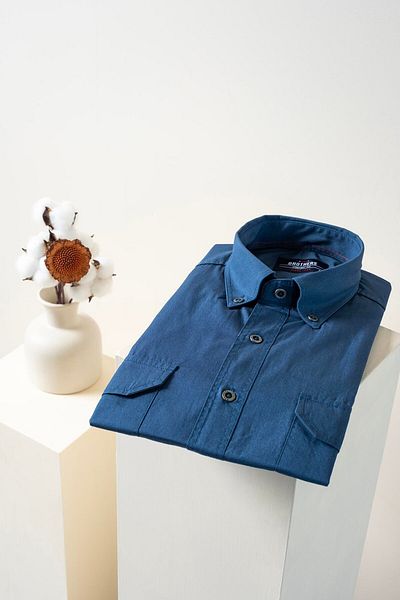 Brothers Cămașă din poplin lavabilă pentru bărbați, cu mânecă scurtă, cu clapă dublă, Fargo Ss B01.251.387 - İ