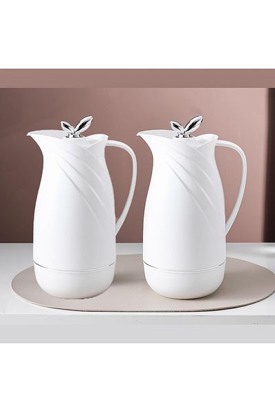 DVINA 2-piece thermos set for tea and coffee, silver cover, 1 liter + 1 liter capacity, multiple colors