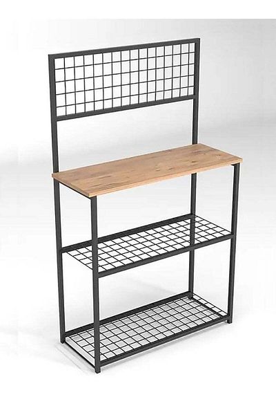 AGD Elegant and Modern Coffee Corner Table with Three Layers and Cup Holder Brown/Black