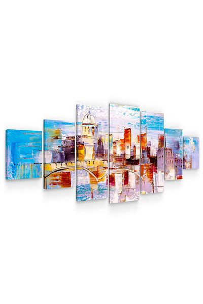 startonight Set Tablou DualView Startonight Oras Abstract, 7 piese, 100 x 240 cm