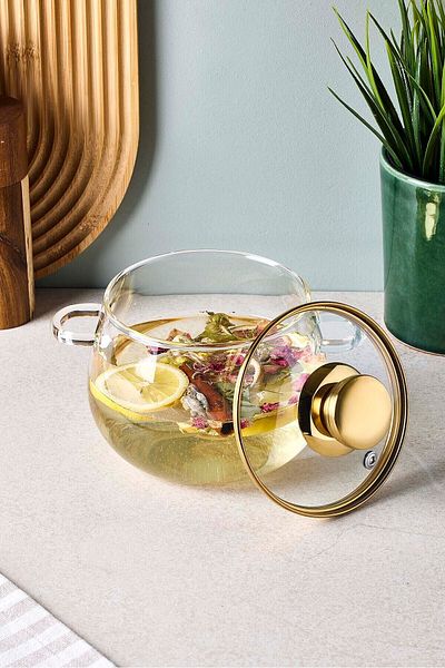 GUNES ZUCCACIYE Roy Gold 1200 ml Borosilicate Glass Pot