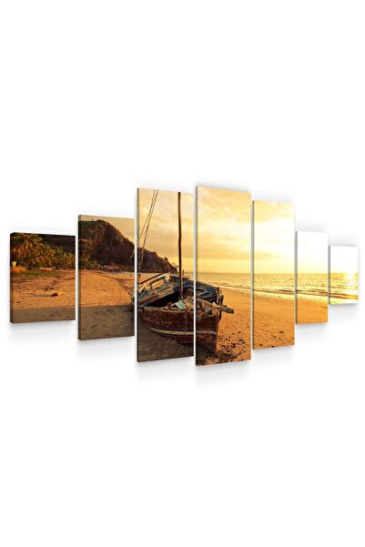 startonight Set Tablou DualView Startonight Barca pe plaja la apus, 7 piese, ...