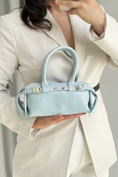 LEONAS Mini Size Belt Detailed Women's Hand and Shoulder Bag Norris Blue