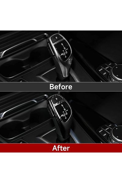 LUXE AKSESUAR Bmw (3-5 Series)F30 F10 F21 F22 F18 F31 F20 Carbon (Set of 2) Fiber Gear Shift Knob Cover Protection