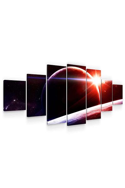 startonight Set Tablou DualView Startonight Apus pe Saturn, 7 piese, 100 x 240 cm