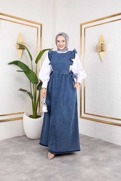 exxitcollection Gilet de blugi pentru femei, rochie de blugi slopet 140 cm