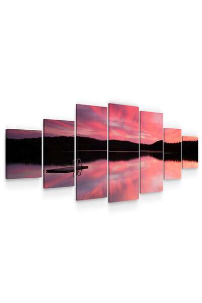 startonight Set Tablou DualView Startonight Apus roz peste lac, 7 piese, 100 ...