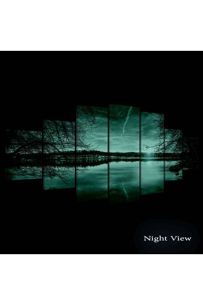 startonight Set Tablou DualView Startonight Apus violet pe lac, 7 piese, 100 x 240 cm