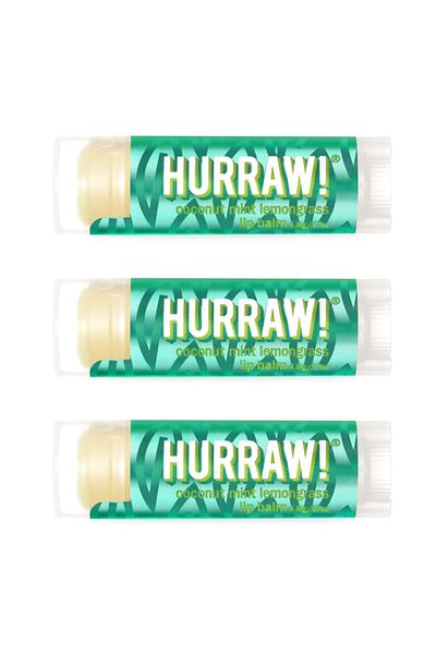 Hurraw ! Coconut, Mint & Lemongrass (Pitta) Lip Balm 4.8 G, 3 Pack