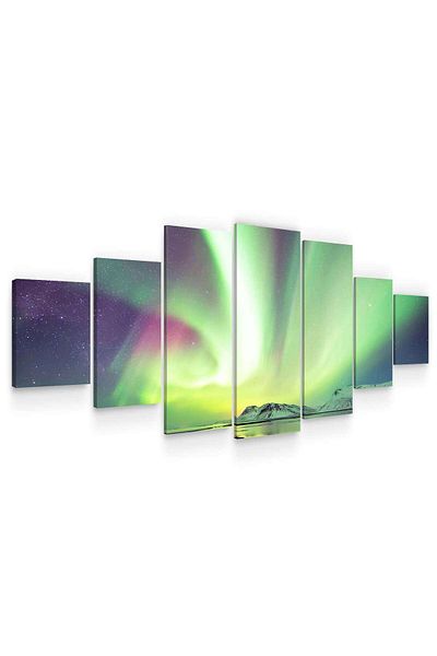 startonight Set Tablou DualView Startonight Aurora Boreala , 7 piese, 100 x 240 cm