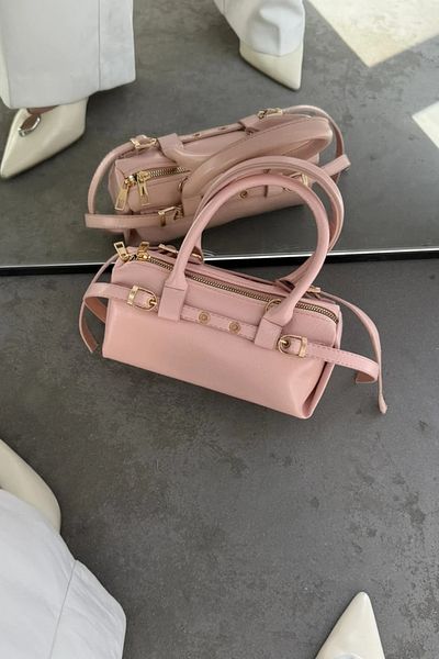 LEONAS Mini Size Belt Detailed Women's Hand and Shoulder Bag Norris Pink
