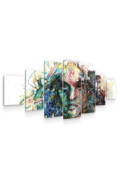 startonight Set Tablou DualView Startonight Femeie abstracta, 7 piese, 100 x 240 cm