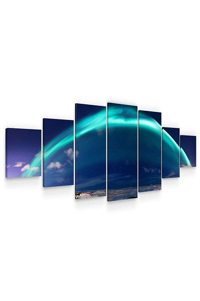 startonight Set Tablou DualView Startonight Abstract albastru, 7 piese, 100 x 240 cm