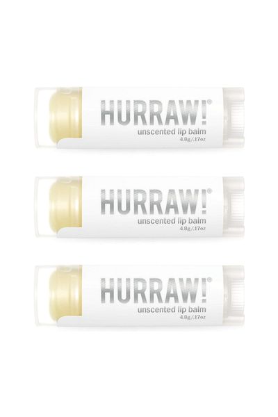 Hurraw ! Unscented Lip Balm 4.8 g, 3 Pack
