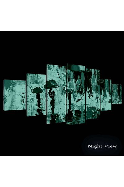startonight Set Tablou DualView Startonight Ploaie in Oras, 7 piese, 100 x 240 cm