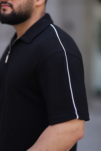 cto your style Men's Polo Neck T-Shirt Comfortable Tooling Zipper Detailed Bottom Top Suit