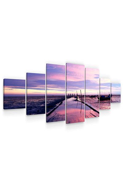 startonight Set Tablou DualView Startonight Faleza violet, 7 piese, 100 x 240 cm