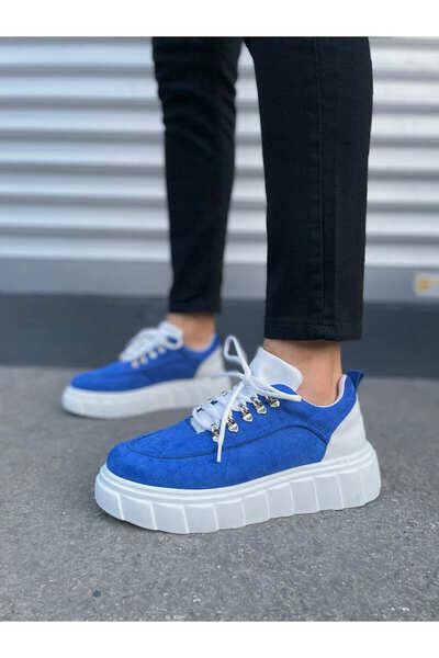 Joy Ayakkabı Jy010 Cloud Lace-Up Suede Men's Casual Sneaker Shoes Sbt - Blue/White