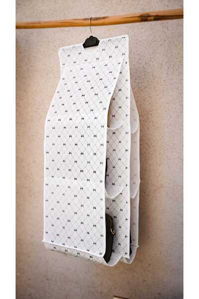 Textia Home Hanging Closet Organizer – 6 Compartments – Bow Pattern – Multi-Purpose Organizer