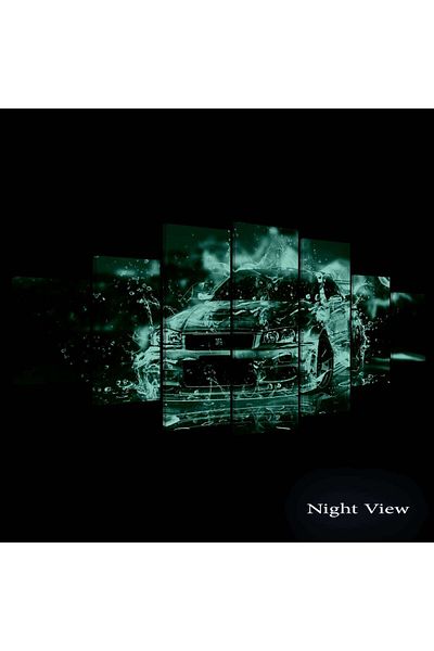 startonight Set Tablou DualView Startonight Masina neagra abstract, 7 piese, 100 x 240 cm