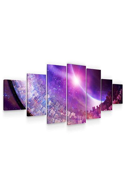 startonight Set Tablou DualView Startonight Abstract violet, 7 piese, 100 x 240 cm