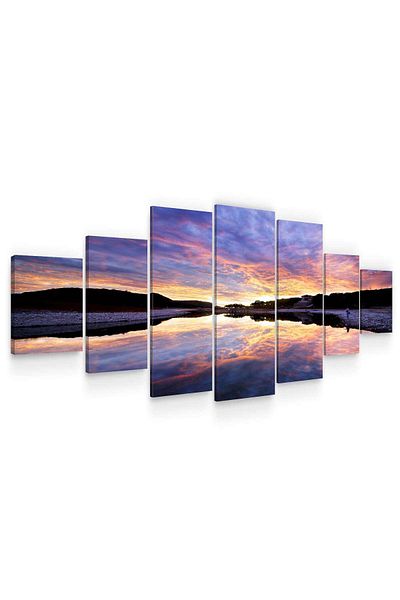 startonight Set Tablou DualView Startonight Apus violet peste apa, 7 piese, 100 x 240 cm