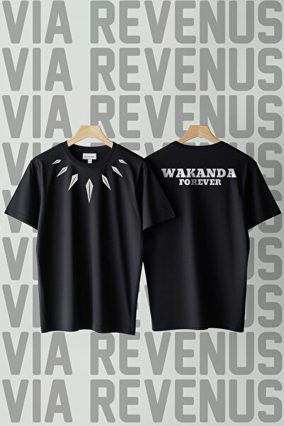 Vordevia Μπλουζάκι Wakanda Forever με στάμπα στήθους και πλάτης με φαρδύ λαιμ...