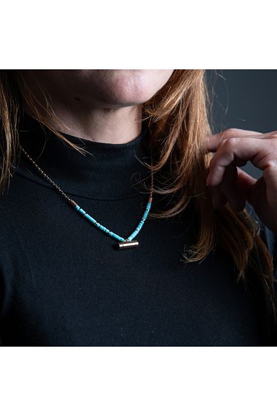 tzachebot Mediterranean vibes rose gold aromatherapy necklace, with diffuser for essential oil or perfume,