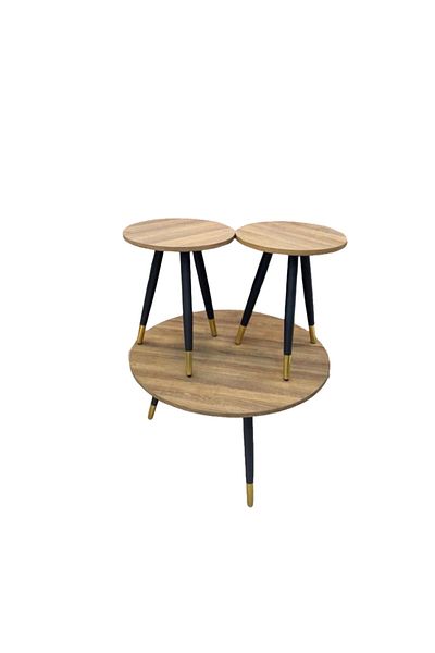 Ch 3-piece wooden tea table set