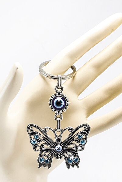 biuti Breloc fluture din metal cu piatră strălucitoare turcoaz, cadou cu fluture