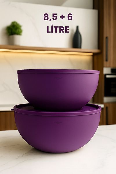 Melkan Home Soft Cover Storage Container, Dough Basin, Flour Storage Container, Large Size Storage Container Set, 8.5L + 6L
