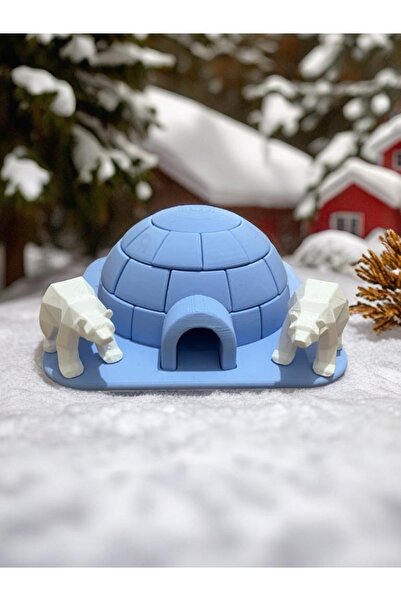 3D İglo + Kutup Ayısı Oyuncak Figür