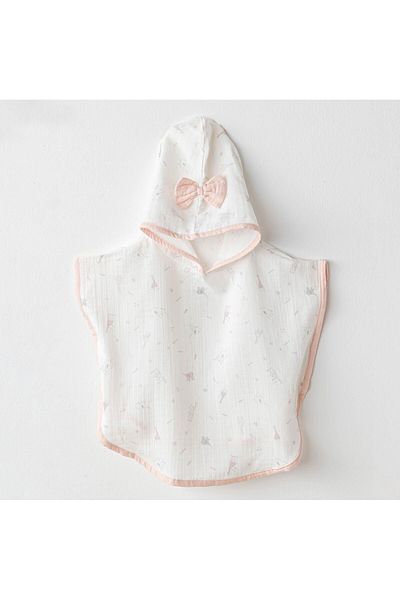 MBB ETİCARET Andywawa Ac25513 Love Family Muslin Baby Poncho Ecru