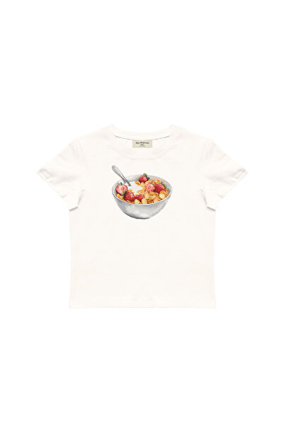lethestudios Top scurt tip tricou pentru bebeluși cu imprimeu cereale