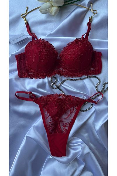 DUALANCE Supported Floral Patterned Underwire Brode Bra Set
