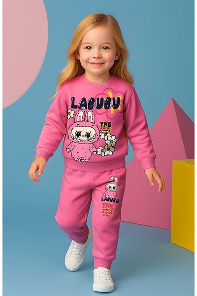LİLLYPİCCA Lalubu Character Printed Lycra 2-Thread Cotton Combed Fabric 2-Piece Girl's Set