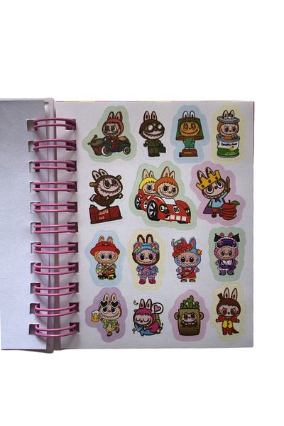 AurorAccessory Labubu Figured 3D Juicy Cover 2 Sheets Color Sticker and Mini Notepad 8*10 cm 002C