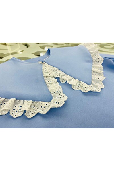 Marka Sensin Kids Girl's Mobile Collar Blouse Brode Detailed 2-Piece Set