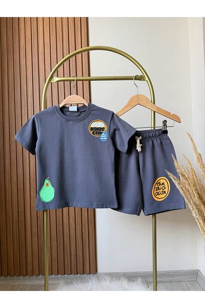 MİO Boys' Cotton Printed T-Shirt and Shorts Set