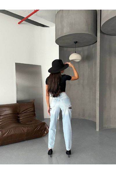DENİKK TREND DESIGN SPECIAL STRAİGHT MOLD DETAIL FERMOAR DENIM MOM JEAN PANTALONI