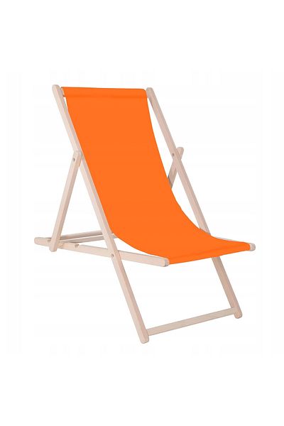 SERSIMO Folding sun lounger made of beech wood, self-assembly, 120kg, orange