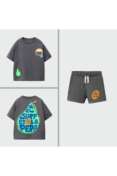 MİO Boys' Cotton Printed T-Shirt and Shorts Set