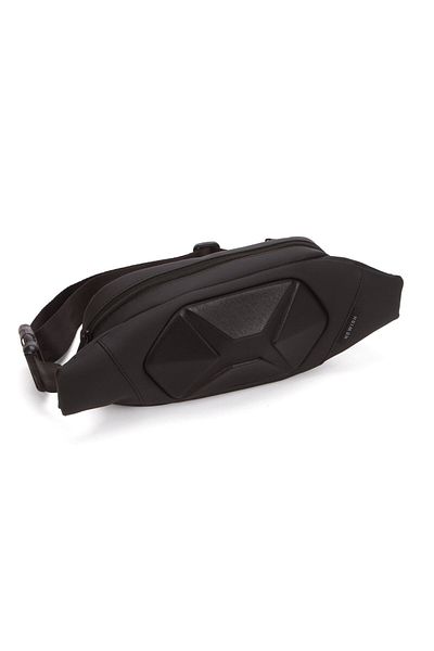 Linatigers Men's Cross Strap Black Waist and Shoulder Bag Shell Model