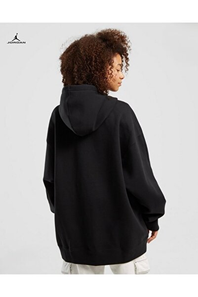 Nike Jordan Flight Fleece Oversized Pullover Hoodie Siyah Kadın Sweatshirt