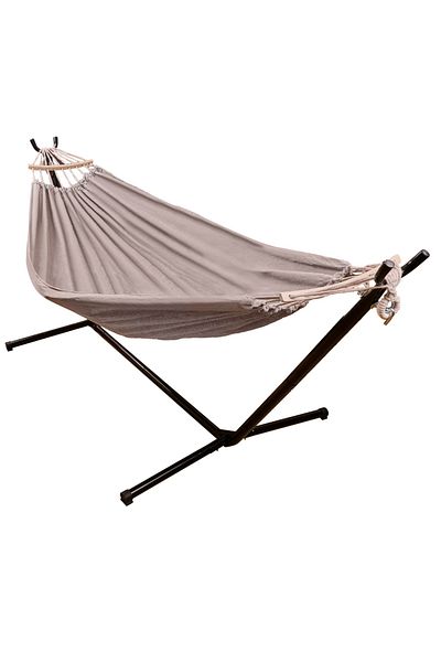 SERSIMO Hammock with metal support, textile material 210x153 cm, frame 247x133x104 cm, black and gray