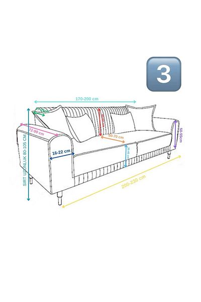 ARİFE HOME Husa scaunului Husa canapea elastica |   Husa scaunului elastic |   Husa Canapea Catifea 3 Locuri