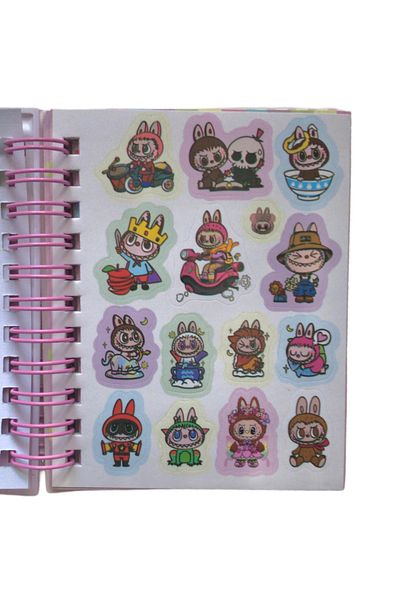 AurorAccessory Labubu Figured 3D Juicy Cover 2 Sheets Color Sticker and Mini Notepad 36 Sheets 8*10 cm 002B